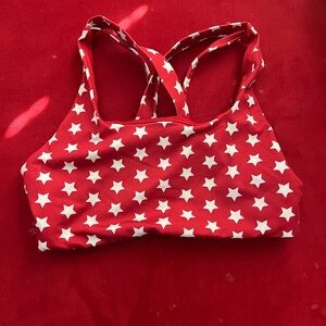 Senita Athletics Red and White Star Sports Bra